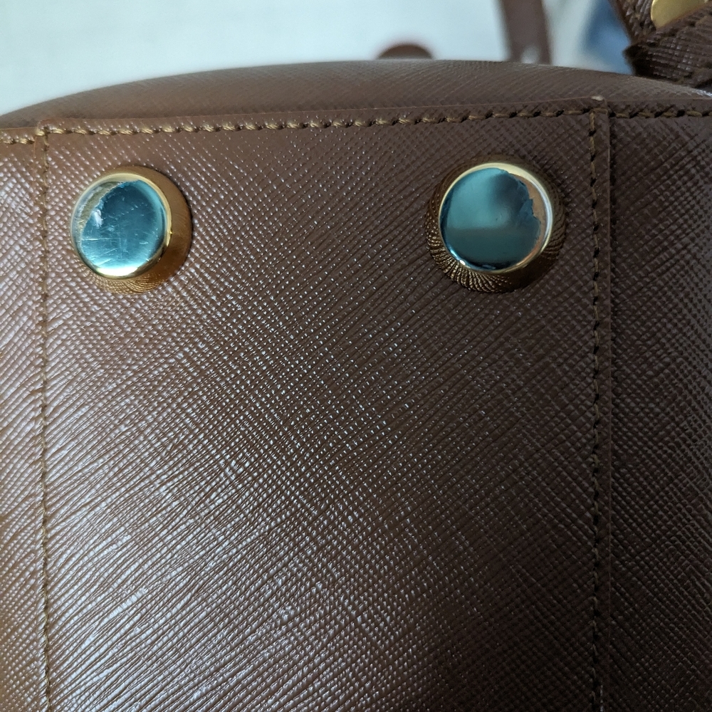 Senreve Mini Maestra Chestnut Tan Convertible Italian Leather Crossbody Backpack - Picture 9 of 14